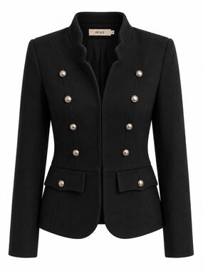 Rickiβs Black Military Style Blazer Womens Size 4 Wool Blend Jacket